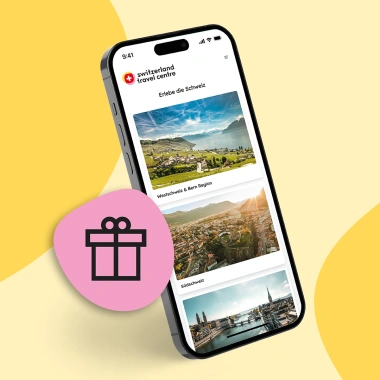 Digital Swiss Coupon Pass mit Geschenk-Icon.