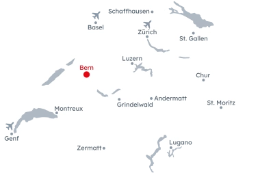 Map of Switzerland with Bern highlighted