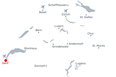 Map of Switzerland with Geneva highlighted