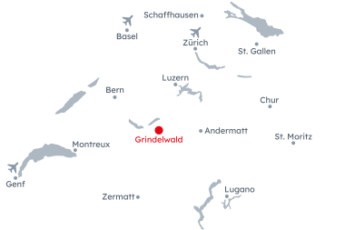 Map of Switzerland with Grindelwald highlighted