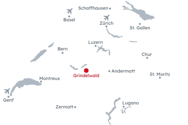 Carte de la Suisse avec mise en évidence de Grindelwald