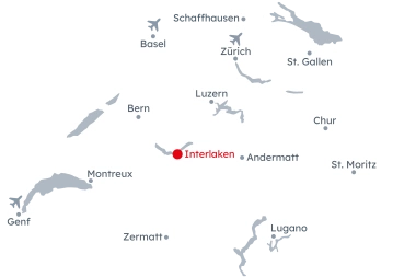 Map of Switzerland with Interlaken highlighted