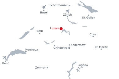 Map of Switzerland with Lucerne highlighted