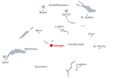 Carte de la Suisse avec mise en évidence de Wengen