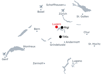 Carte de la Suisse avec l'itinéraire Aventure hivernale à Lucerne