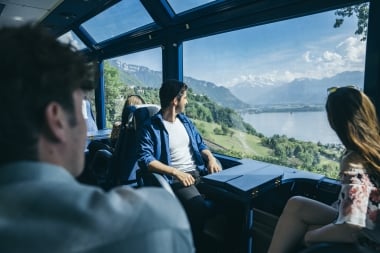 A group of people in a train