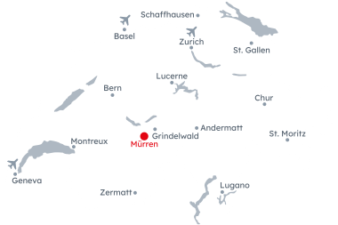 Map of Switzerland with Mürren highlighted