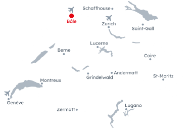 Carte de la Suisse avec mise en évidence de Bâle