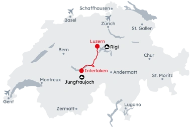 Routenkarte Gruppenreise "Schweizer Highlights"