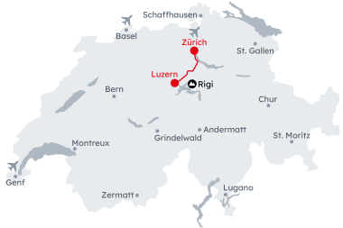 Routenkarte Gruppenreise "Advent in Zürich und Luzern"