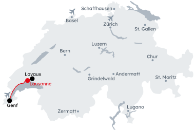 Routenkarte Gruppenreise "Entdeckungstour in Lausanne"
