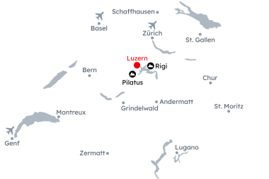 Karte der Schweiz mit der Reiseroute Wintererlebnis in Luzern