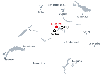 Carte de la Suisse avec l'itinéraire Aventure hivernale à Lucerne