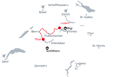 Routenkarte Jahreswechsel in der Schweiz