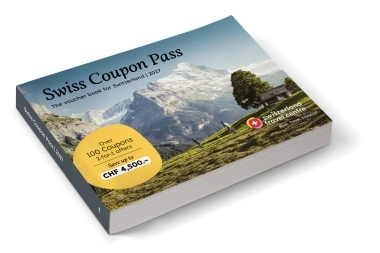Couverture du Swiss Coupon Pass 2027 avec des offres 2 pour 1 en Suisse