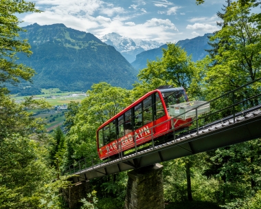 The Harderbahn with the Jungfrau in the background.